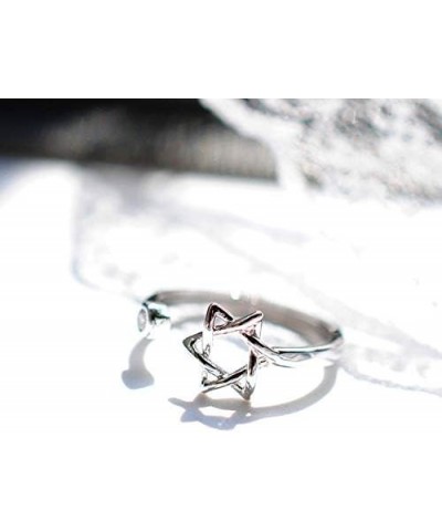 Zircon Jewish Star of David Ring for Women Simple Open Hexagram Finger Ring Jewelry Clear,Silver $7.50 Rings