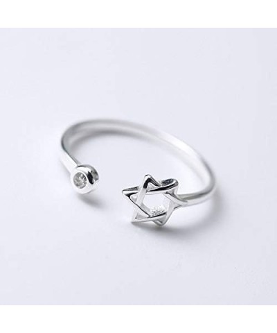 Zircon Jewish Star of David Ring for Women Simple Open Hexagram Finger Ring Jewelry Clear,Silver $7.50 Rings