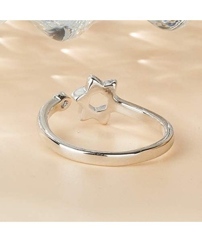 Zircon Jewish Star of David Ring for Women Simple Open Hexagram Finger Ring Jewelry Clear,Silver $7.50 Rings