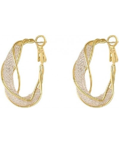 14K Gold Plated Stainless Steel Hoop Earrings for Women - Hypoallergenic Mesh Crystal Earrings and Twisted Earring $8.63 Earr...