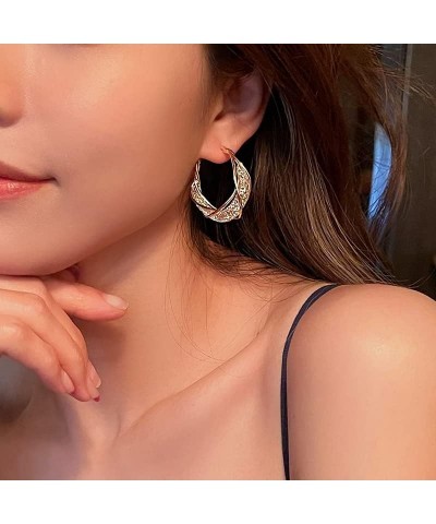 14K Gold Plated Stainless Steel Hoop Earrings for Women - Hypoallergenic Mesh Crystal Earrings and Twisted Earring $8.63 Earr...