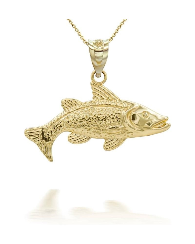 Trout Fish Pendant Necklace With Chain Real Solid 14K Gold 14K Yellow Gold 16.0 Inches $115.19 Necklaces