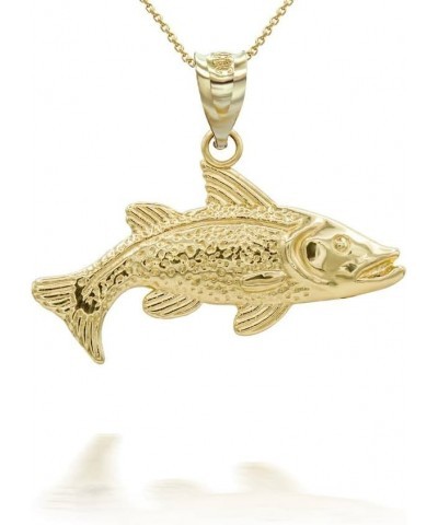 Trout Fish Pendant Necklace With Chain Real Solid 14K Gold 14K Yellow Gold 16.0 Inches $115.19 Necklaces