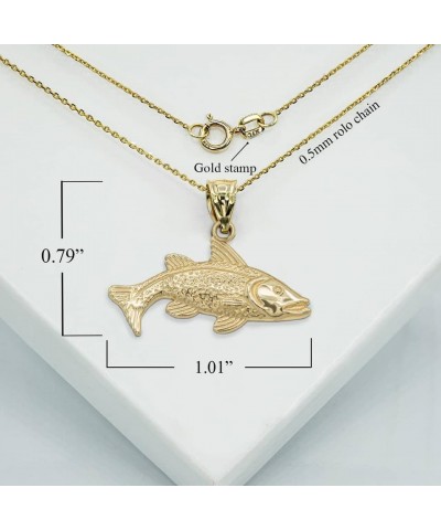 Trout Fish Pendant Necklace With Chain Real Solid 14K Gold 14K Yellow Gold 16.0 Inches $115.19 Necklaces