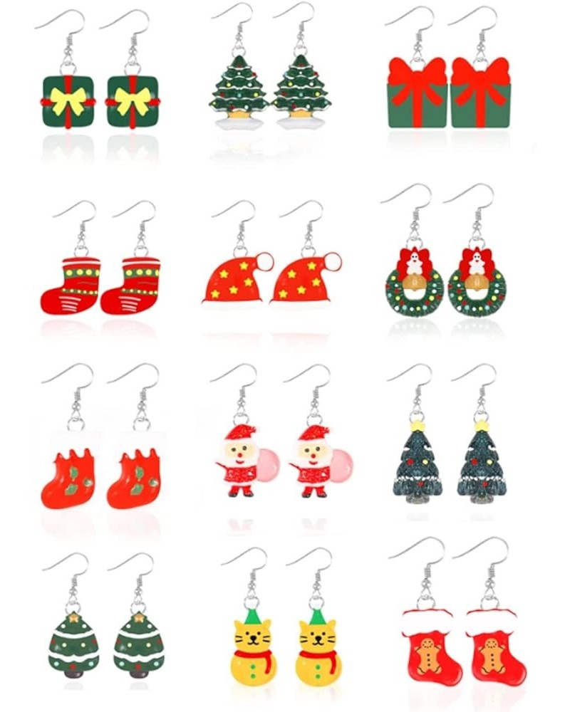 Christmas Earrings Holiday Earrings for Women Bulk Christmas Jewelry for Teen Girls Gift Christmas Bow Bell Tree Snowman Sant...