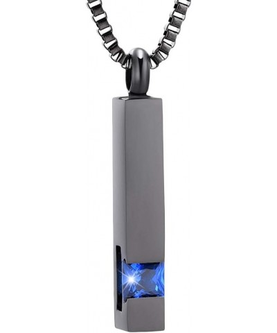 Crystal Cremation Urn Jewelry Cube Memorial Ashes Necklace Pendant Keepsake- Gun Birthstone Serise Dark Blue $15.09 Necklaces