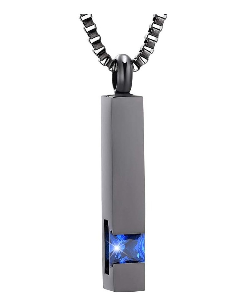 Crystal Cremation Urn Jewelry Cube Memorial Ashes Necklace Pendant Keepsake- Gun Birthstone Serise Dark Blue $15.09 Necklaces