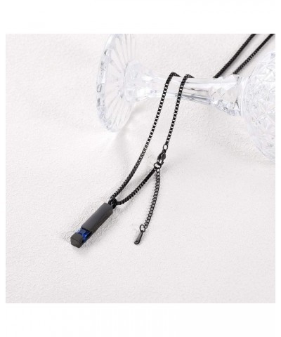 Crystal Cremation Urn Jewelry Cube Memorial Ashes Necklace Pendant Keepsake- Gun Birthstone Serise Dark Blue $15.09 Necklaces