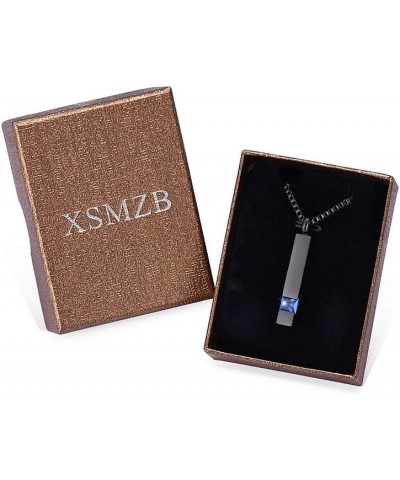 Crystal Cremation Urn Jewelry Cube Memorial Ashes Necklace Pendant Keepsake- Gun Birthstone Serise Dark Blue $15.09 Necklaces