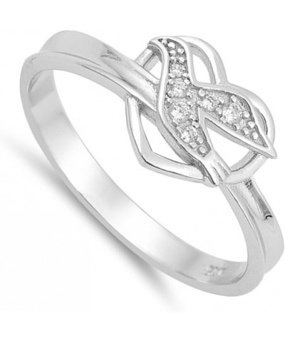 Clear CZ Holy Christian Dove Heart Promise Ring Sterling Silver Band Sizes 4-10 $14.38 Rings