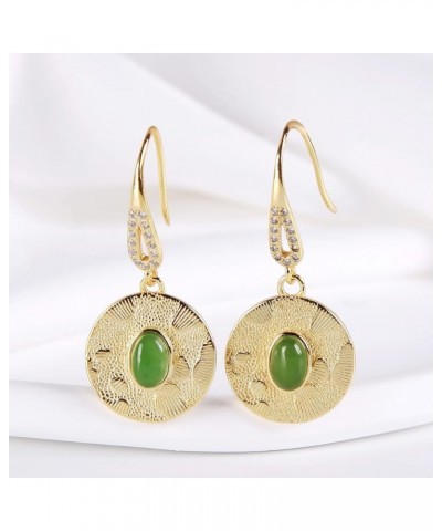 Natural green jade stud 925 sterling silver earrings for Women Owl real hetian jade critters 925 sterling silver earrings 18K...