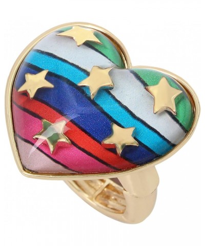 Rainbow Heart Stretch Ring $14.85 Rings