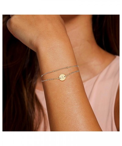 Easter Gifts for Girls - Gold Initial Bracelets for Women Girls - 16K Gold Plated Letter Initial Bracelet Dainty Disc Monogra...