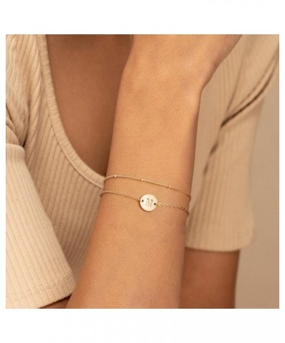 Easter Gifts for Girls - Gold Initial Bracelets for Women Girls - 16K Gold Plated Letter Initial Bracelet Dainty Disc Monogra...