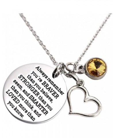 Always Remember You Are Braver Than You Believe Necklace with Birthstone Charm Jewelry Inspirational Gift Nov-AB clear $9.38 ...