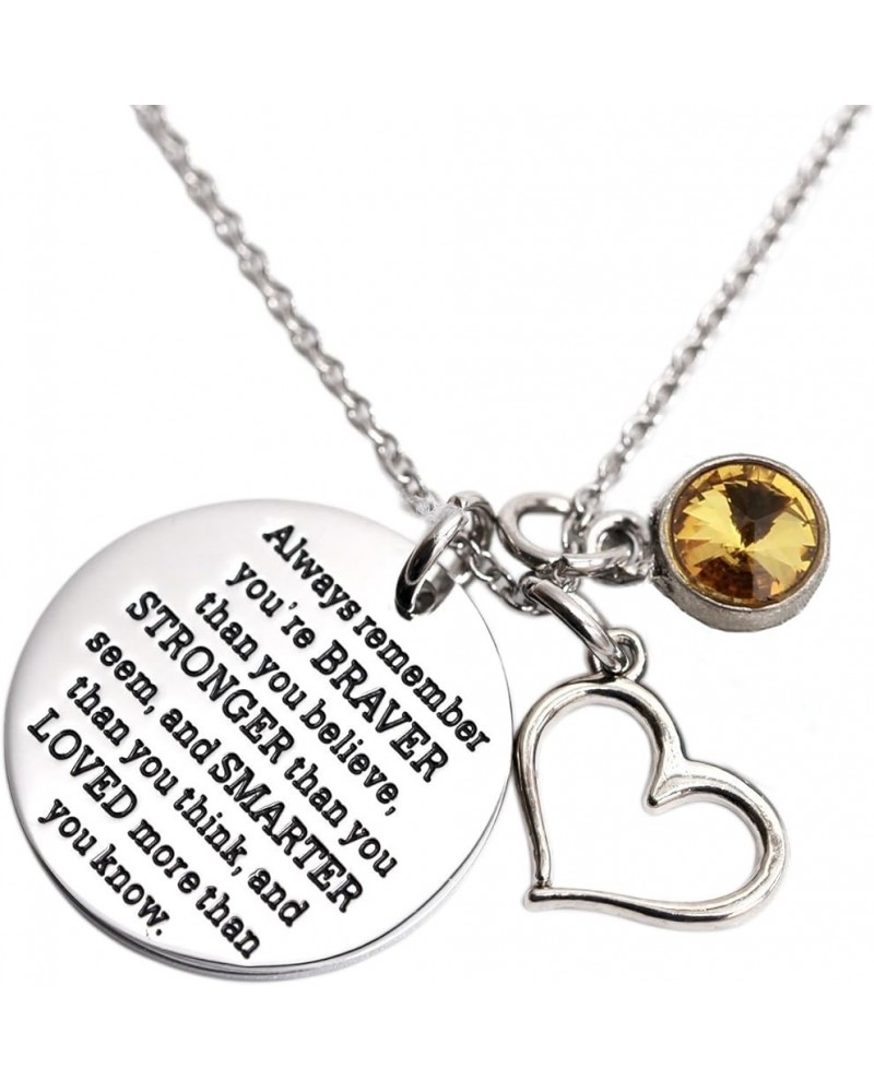 Always Remember You Are Braver Than You Believe Necklace with Birthstone Charm Jewelry Inspirational Gift Nov-AB clear $9.38 ...