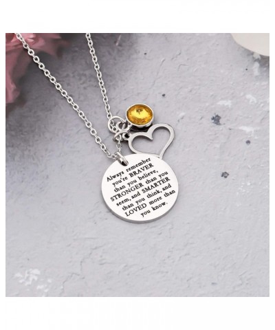 Always Remember You Are Braver Than You Believe Necklace with Birthstone Charm Jewelry Inspirational Gift Nov-AB clear $9.38 ...