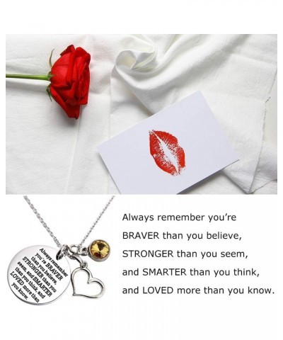 Always Remember You Are Braver Than You Believe Necklace with Birthstone Charm Jewelry Inspirational Gift Nov-AB clear $9.38 ...