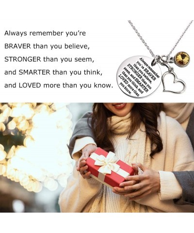 Always Remember You Are Braver Than You Believe Necklace with Birthstone Charm Jewelry Inspirational Gift Nov-AB clear $9.38 ...