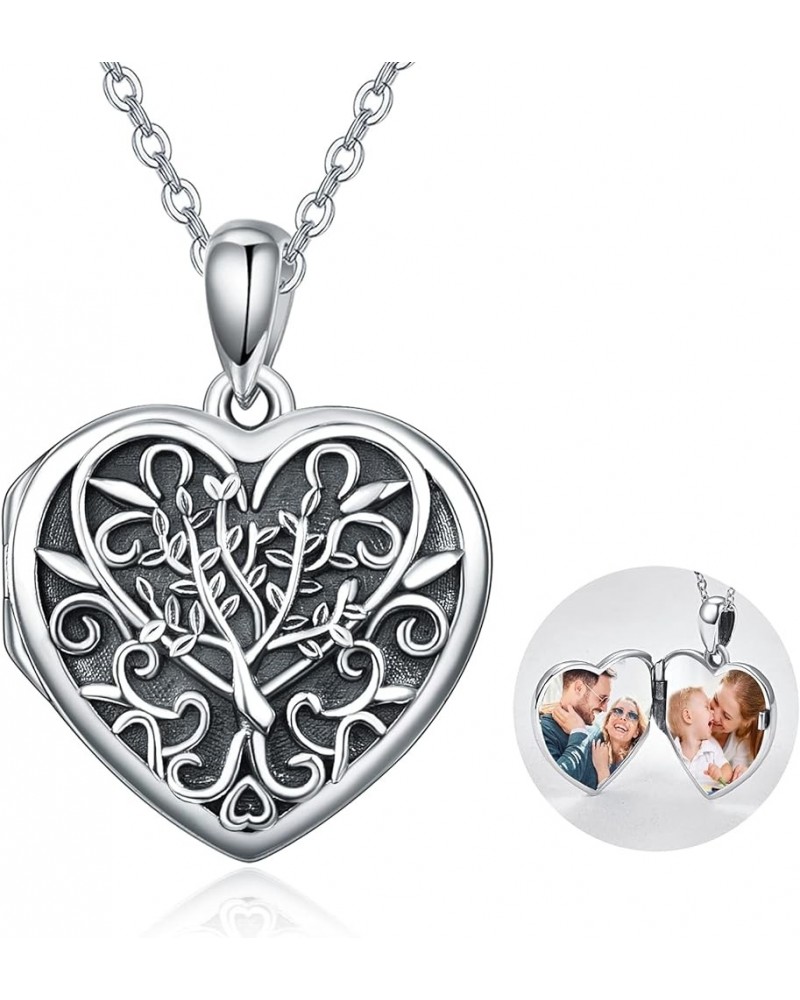 TANGPOET Locket Necklace that Holds Pictures Sterling Silver Pendant Necklace Heart Memorial Jewelry Birthday Gifts for Women...