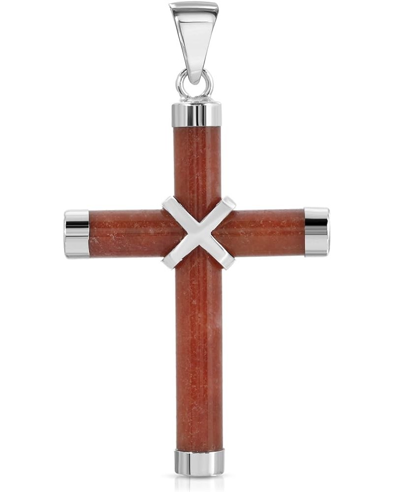 Sterling Silver Cross Pendant red jade $18.86 Pendants