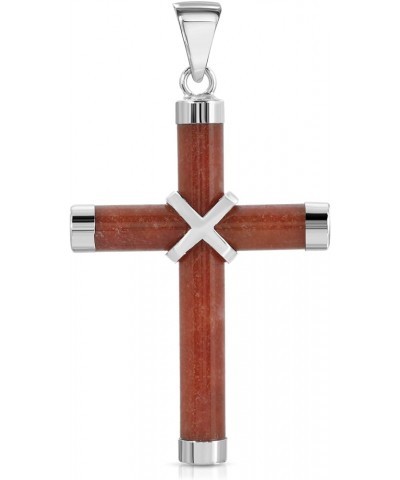 Sterling Silver Cross Pendant red jade $18.86 Pendants