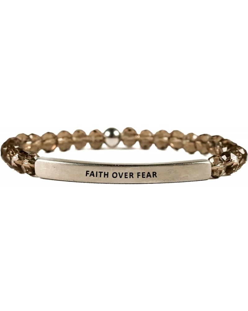 Hope Collection Unisex Stretchable Bracelets (FAITH OVER FEAR) Black Diamond Medium (7.1-8 inches) $17.97 Others