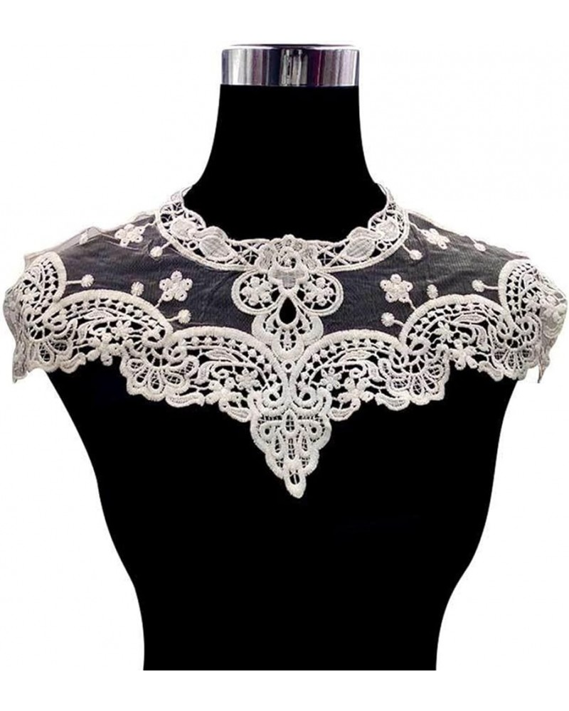 Hollow Out Lace Fake Collar Flower Embroidery Detachable Fake Collar DIY Lace Applique for Women Beige $4.54 Necklaces