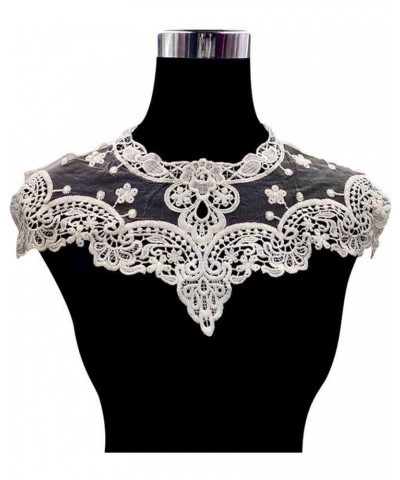 Hollow Out Lace Fake Collar Flower Embroidery Detachable Fake Collar DIY Lace Applique for Women Beige $4.54 Necklaces