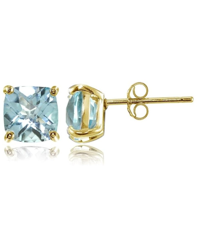 Sterling Silver 5mm Cushion-Cut Gemstones Stud Earrings, Choice of Colors Blue Topaz-Gold Flashed Silver $13.10 Earrings