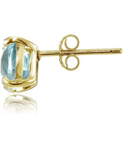 Sterling Silver 5mm Cushion-Cut Gemstones Stud Earrings, Choice of Colors Blue Topaz-Gold Flashed Silver $13.10 Earrings