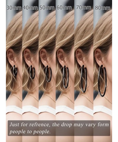 Stylish 4mm Thick Hoop Earrings for Women Teen Girls, Black/18K Gold Plated Stainless Steel Earrings, Lightweight Comfy Hoops...