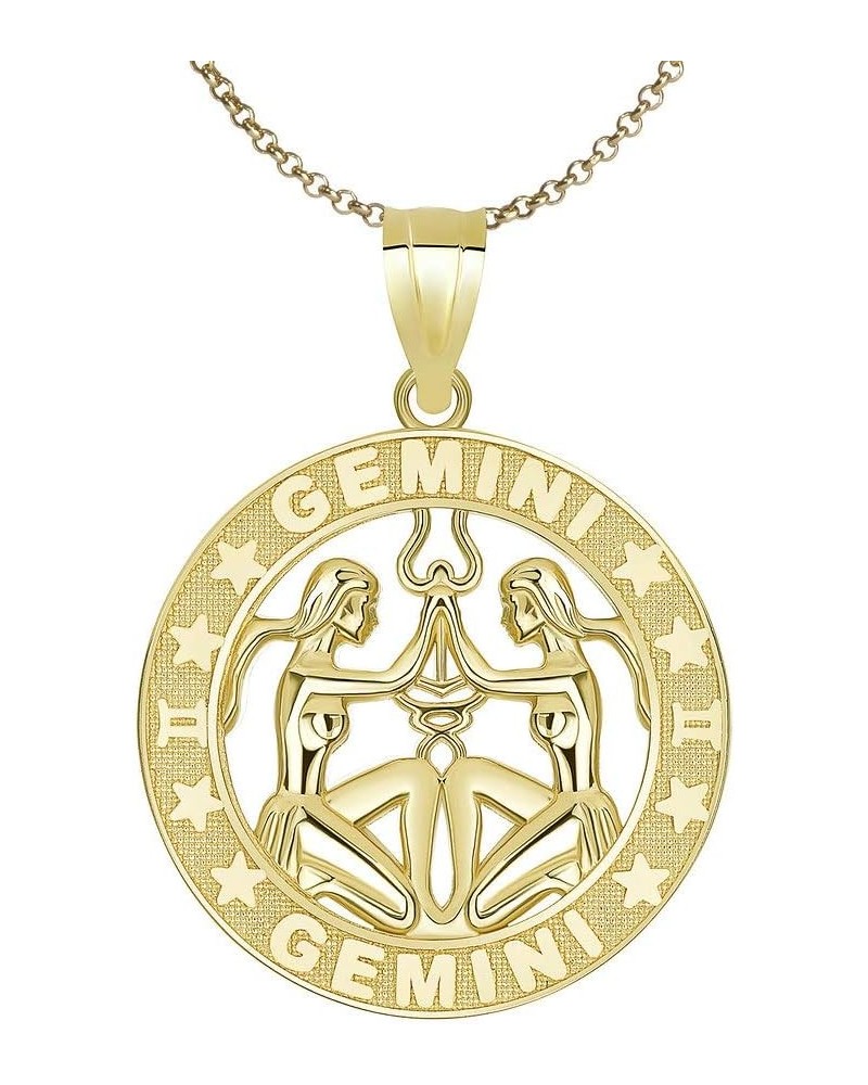 14k Yellow Gold Zodiac Sun Sign Symbol Pendant With Chain 16.0 Inches Gemini $117.59 Necklaces