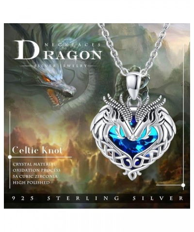 Horse/Wolf/Dragon Necklace Women Men 925 Sterling Silver Celtic Knot Horse/Wolf/Dragon Pendant Necklace with Crystal Animal J...