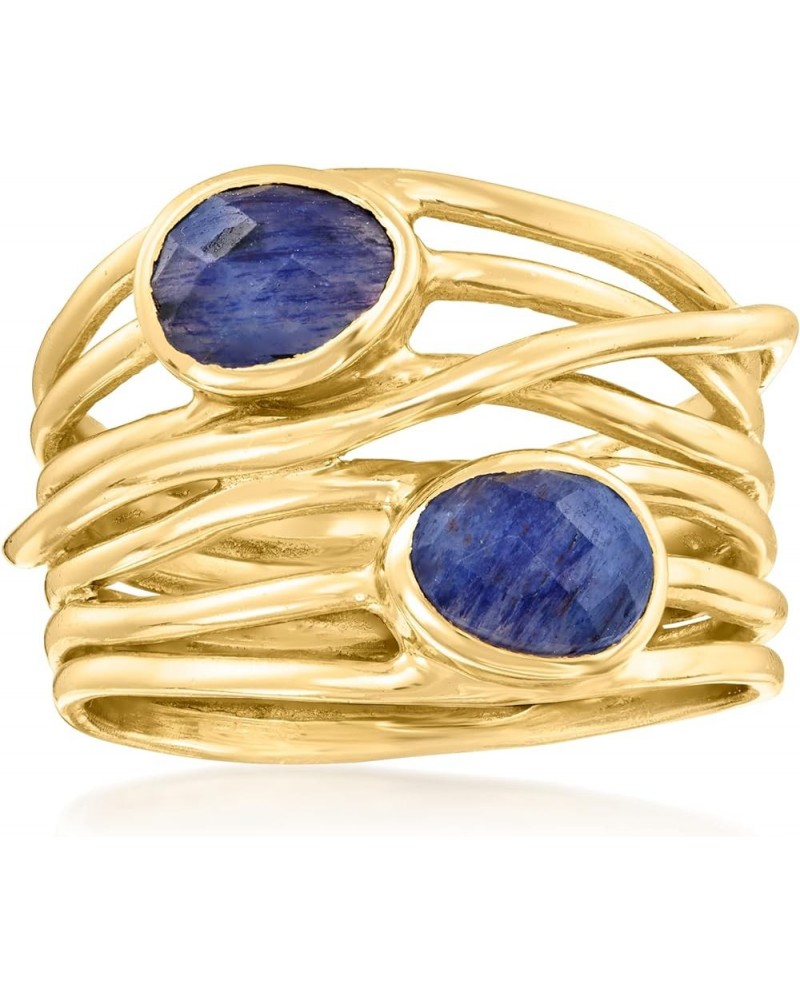 Gemstone Highway Ring in 18kt Gold Over Sterling Sapphire $44.76 Rings