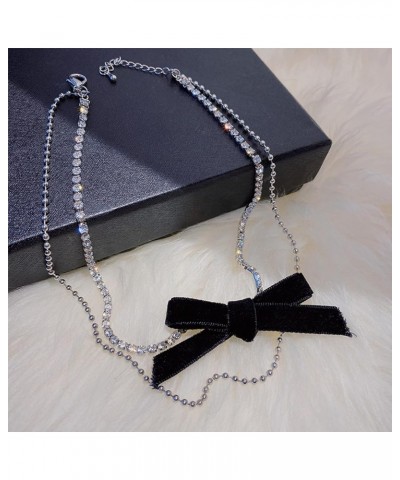 Bow Necklace for Women Sparkly Rhinestone Choker Crystal Bowknot Choker for Girls Dainty Lariat Neckalce Party Jewelry B $11....