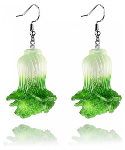 Vegetable and Fruits Earrings for Women Girls Unique Handmade Funny Lifelike Acrylic Resin Lettuce Cabbage Chili Pepper Dangl...