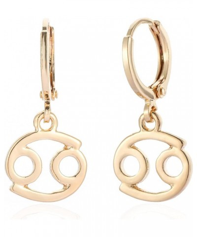 14k Gold Plated Zodiac Sign Drop Hoop Earrings for Women Girls' Birthday Gift Cancer $8.69 Earrings