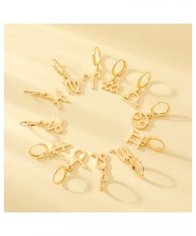 14k Gold Plated Zodiac Sign Drop Hoop Earrings for Women Girls' Birthday Gift Cancer $8.69 Earrings