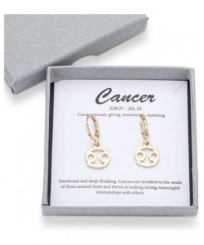 14k Gold Plated Zodiac Sign Drop Hoop Earrings for Women Girls' Birthday Gift Cancer $8.69 Earrings