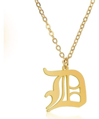 Stainless Steel Gold Plated Gothic, Old English Initial A - Z Letter Alphabet Pendant Necklace D $10.19 Necklaces