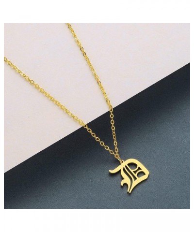 Stainless Steel Gold Plated Gothic, Old English Initial A - Z Letter Alphabet Pendant Necklace D $10.19 Necklaces