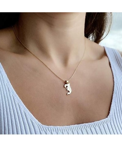 Stainless Steel Gold Plated Gothic, Old English Initial A - Z Letter Alphabet Pendant Necklace D $10.19 Necklaces