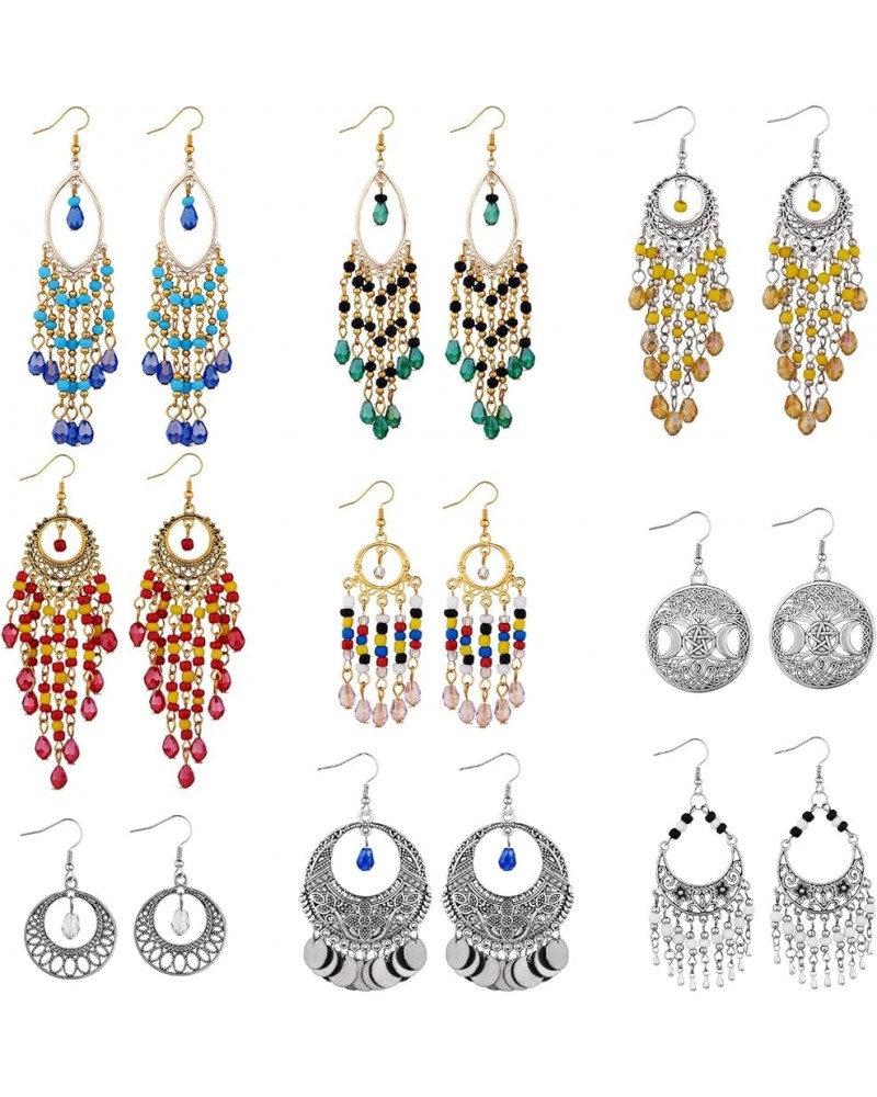 Long Beaded Tassel Dangle Earrings Chandelier Coin Dangle Earrings Vintage Jewelry Gifts for Women C $10.19 Earrings