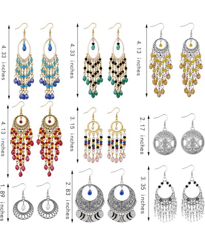 Long Beaded Tassel Dangle Earrings Chandelier Coin Dangle Earrings Vintage Jewelry Gifts for Women C $10.19 Earrings