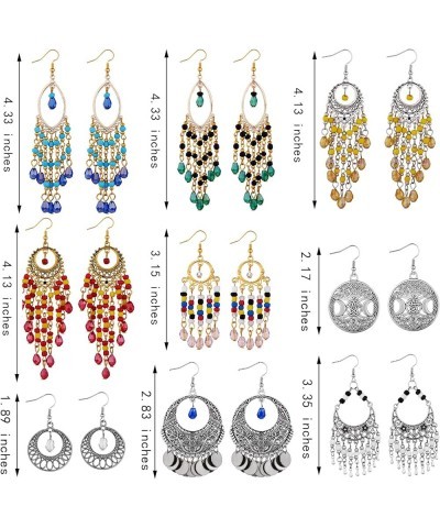 Long Beaded Tassel Dangle Earrings Chandelier Coin Dangle Earrings Vintage Jewelry Gifts for Women C $10.19 Earrings