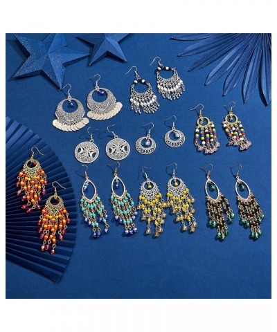 Long Beaded Tassel Dangle Earrings Chandelier Coin Dangle Earrings Vintage Jewelry Gifts for Women C $10.19 Earrings