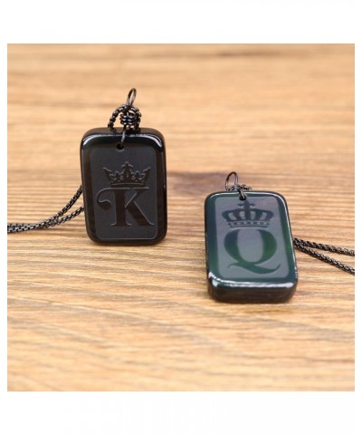 Obsidian Stone Dog Tag Pendant Necklace for Couples Queen & King $13.86 Necklaces