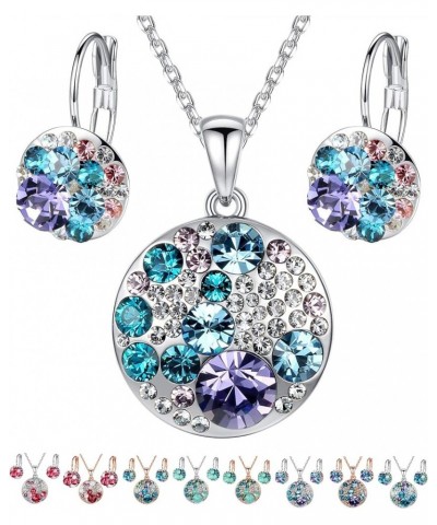 Ocean Bubble Women's Crystal Jewelry Set Costume Fashion Pendant Necklace Earring Set, Silver Tone or 18K Rose Gold Plated, 1...