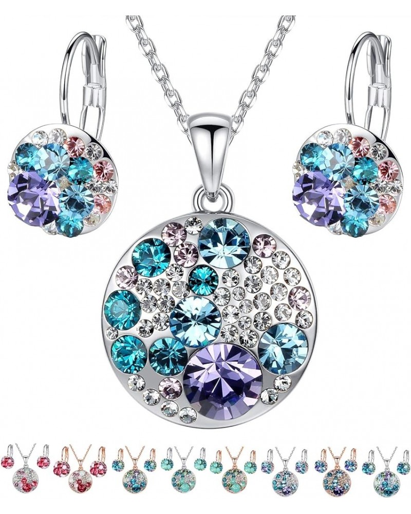 Ocean Bubble Women's Crystal Jewelry Set Costume Fashion Pendant Necklace Earring Set, Silver Tone or 18K Rose Gold Plated, 1...